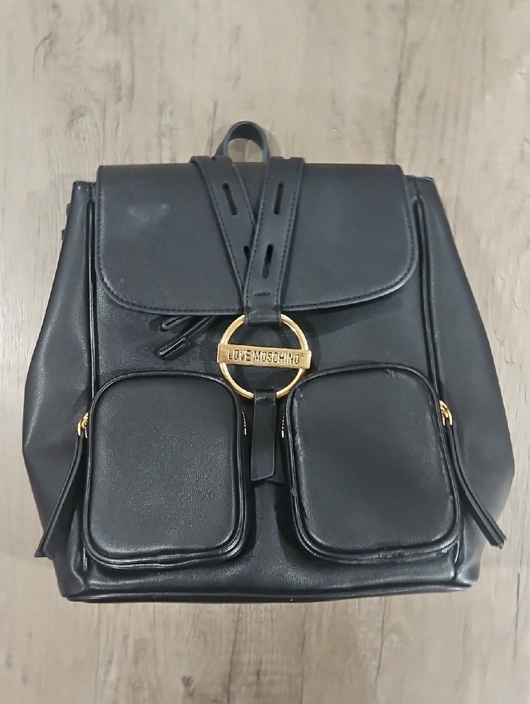 Love Moschino Black Synthetic Leather Backpack